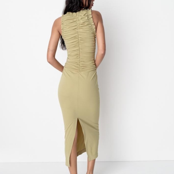 Zara apple green ruched stretchy dress. Xs - Picture 3 of 5
